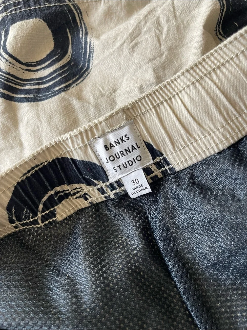 Banks Journal Studio Men’s Navy Circle Print Coastal Swim Trunks Shorts Size 30